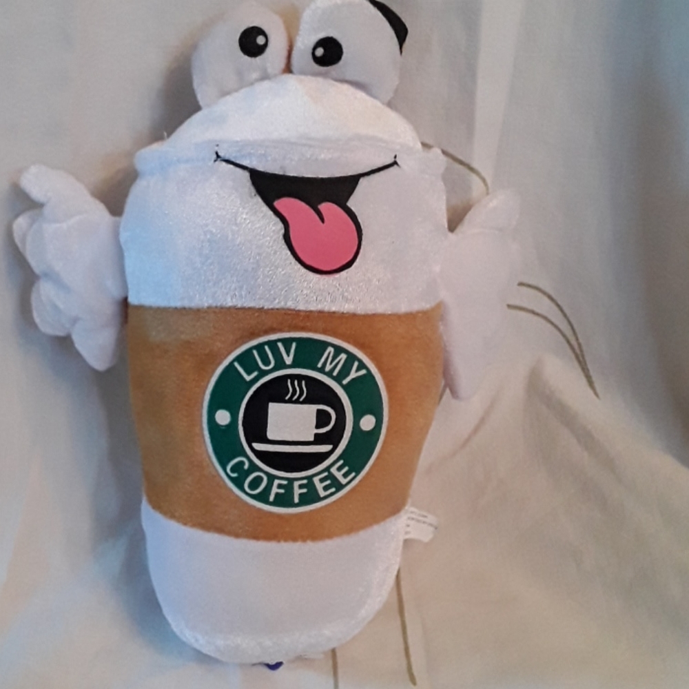 Goffa Plush white cup luv my coffee